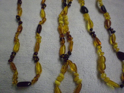 Amber bead necklaces, varigated shades, larger bea